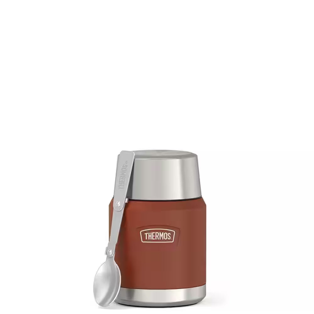 16 Oz. Saddle Brown Stainless Steel Food Jar W/Spoon