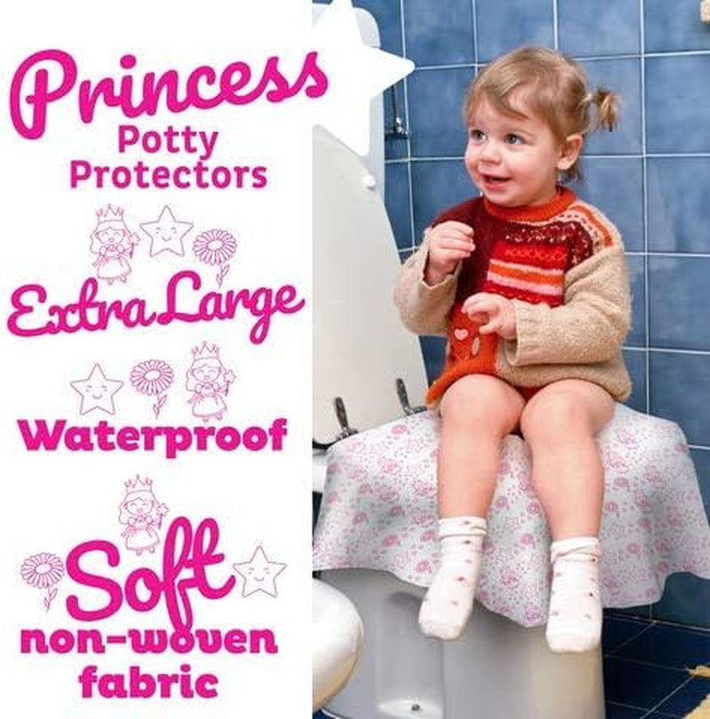 Princess Disposable Toilet Seat Cover for Kids 20 Pack, XL, Waterproof & Individually Wrapped Toddler Toilet Covers Disposable for Travel, Potty Liners for Toddlers, Potty Training for Girls and Boys
