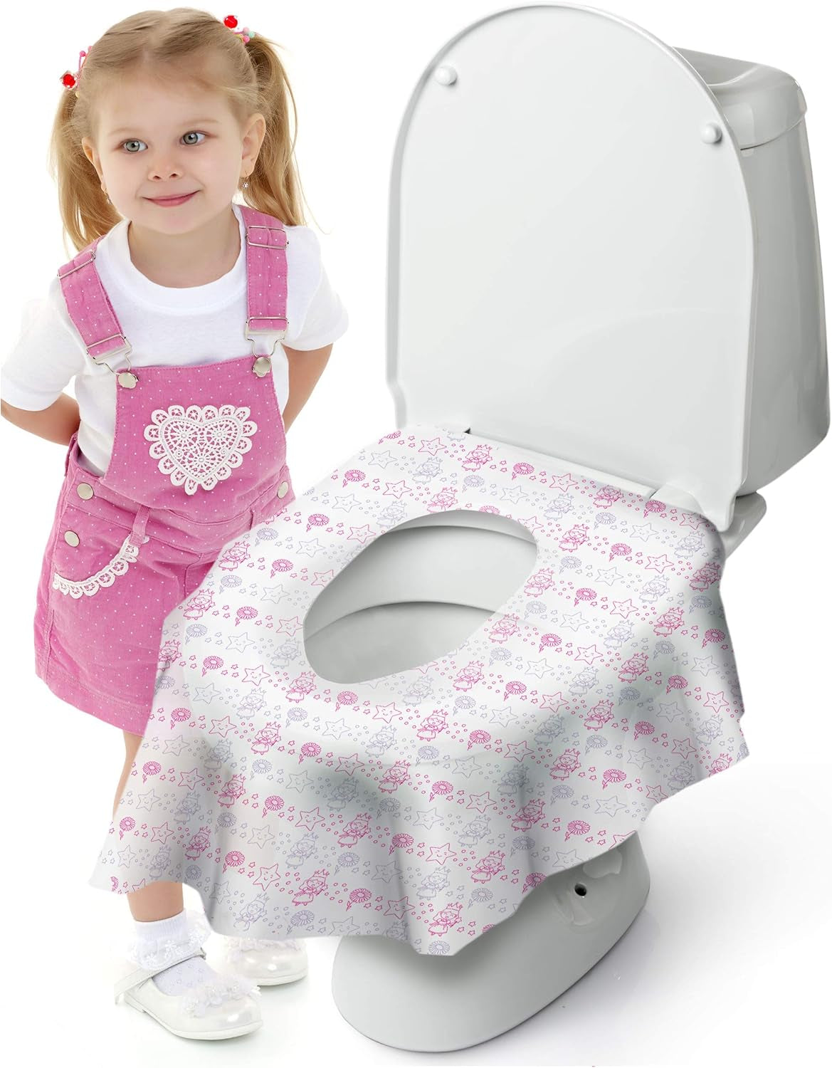 Princess Disposable Toilet Seat Cover for Kids 20 Pack, XL, Waterproof & Individually Wrapped Toddler Toilet Covers Disposable for Travel, Potty Liners for Toddlers, Potty Training for Girls and Boys
