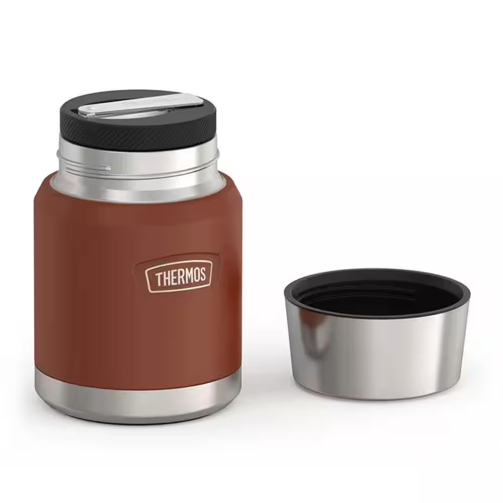 16 Oz. Saddle Brown Stainless Steel Food Jar W/Spoon