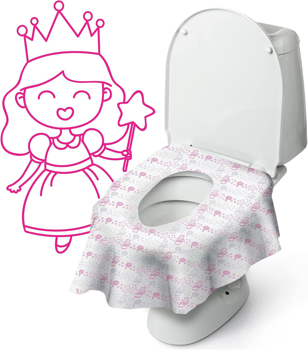 Princess Disposable Toilet Seat Cover for Kids 20 Pack, XL, Waterproof & Individually Wrapped Toddler Toilet Covers Disposable for Travel, Potty Liners for Toddlers, Potty Training for Girls and Boys