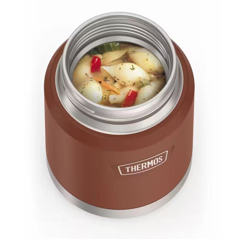 16 Oz. Saddle Brown Stainless Steel Food Jar W/Spoon